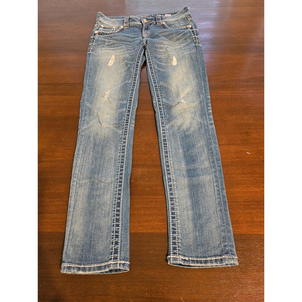 Miss Me Womens Signature Cuffed Capri Skinny Embroidered Jeans Size‎ 27